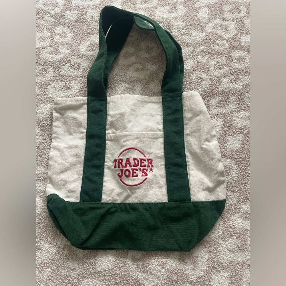 Trader Joe’s Green and Cream Tote Bag